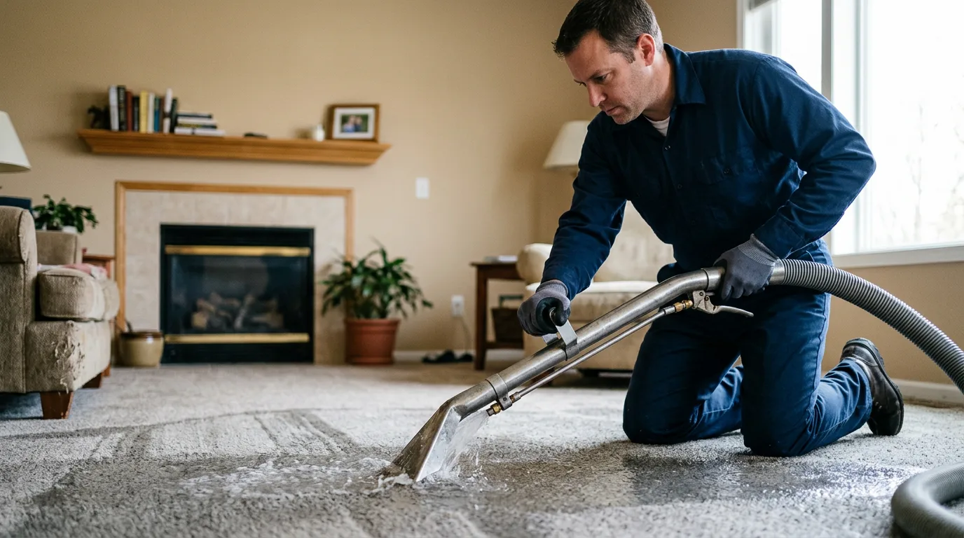 Water damage restoration technician working near Texhoma, TX